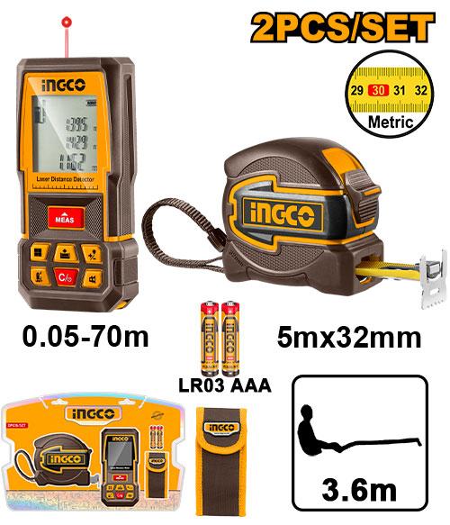 HLDD241201M - PACK TELEMETRELESER + METRE RUBAN INGCO Maroc