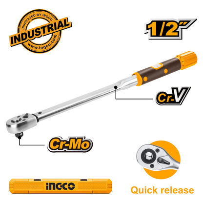 HPTW200N1 - CLE DYNAMOMETRIQUE 40-200nM 1/2" 530mm INGCO Maroc