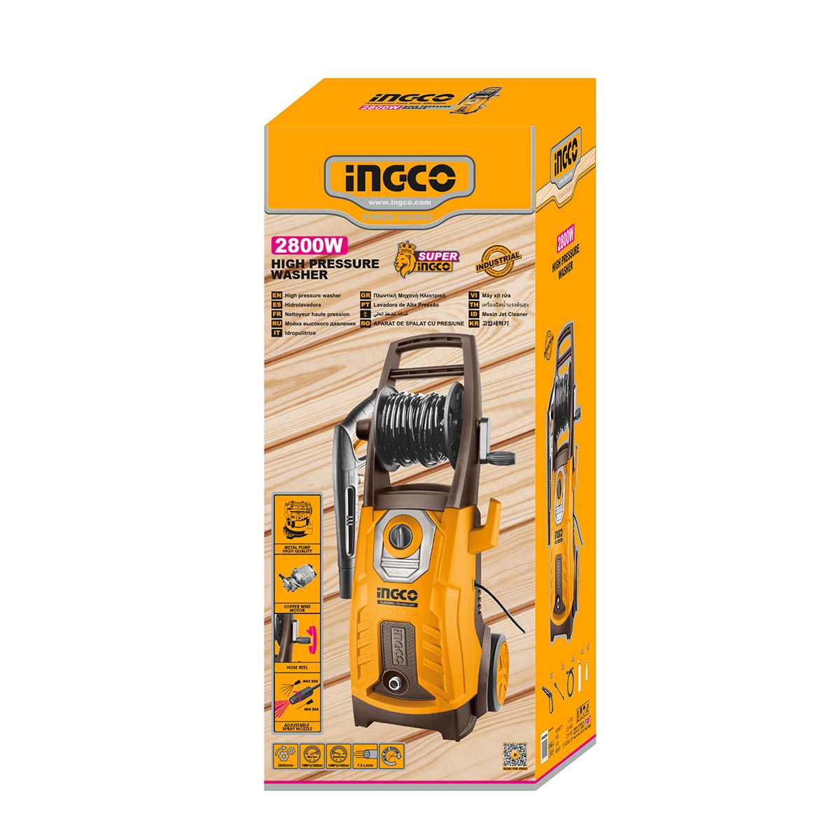 HPWR28008 - NETTOYEUR HAUTE PRESSION 2800W 180BAR INGCO Maroc