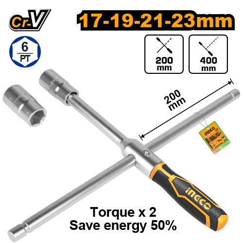 HRCW40231 - CLE A BEQUILLE 400MM 4 DOUILLES:17MM 19MM 21M INGCO Maroc