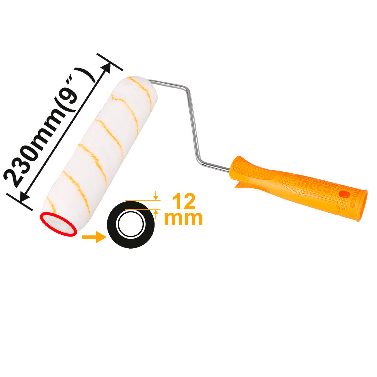 HRHT282302 - Brosse cylindrique de 9 pouces (paroi intérieure) acrylique HRHT282302 INGCO Maroc