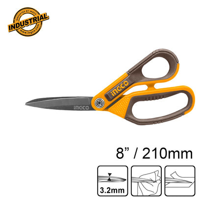 HSCRS812108 - CISEAUX A LAME LONGUE POIGNEE EN CAOUTCHOUC 210MM INGCO Maroc