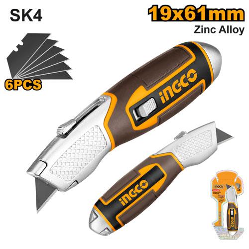 INGCO COUTEAU 61X19MM6 LAMES ZINC [HUK618]