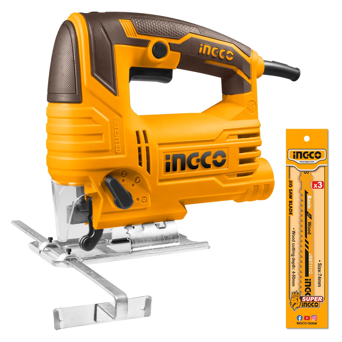 JS57028 - SCIE SAUTEUSE 65MM 570W+3 LAMES INGCO Maroc