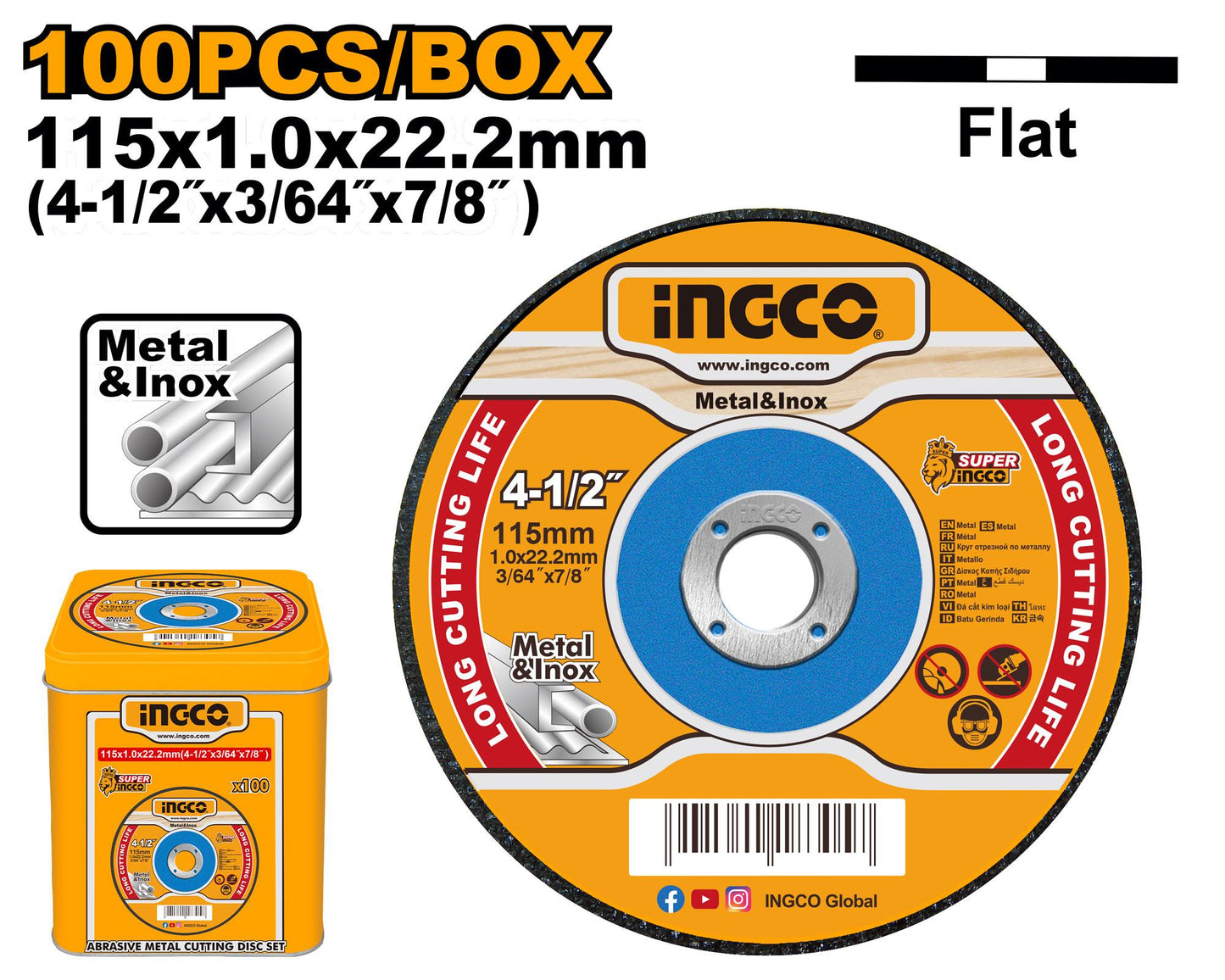 MCD10115100 - JEU DE 100 DISQUES ABRASIFS 115MM SS INGCO Maroc