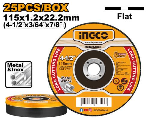 MCD1211525 - SET DE 25 DISQUES ABRASIFS 115x1,2x22,2 INGCO Maroc