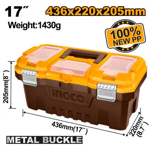 INGCO BOITE A OUTILS PVC CHARNIERES METAL 17'' [PBX1702]