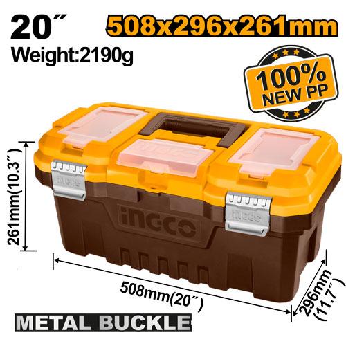 INGCO BOITE A OUTILS PVC CHARNIERES METAL 20'' [PBX2002]