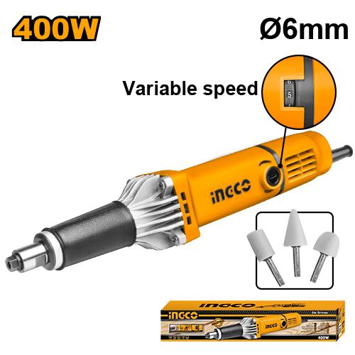 PDG4003 - MEULEUSE DROITE 6MM 400W + 3 ACCESSOIRES INGCO Maroc