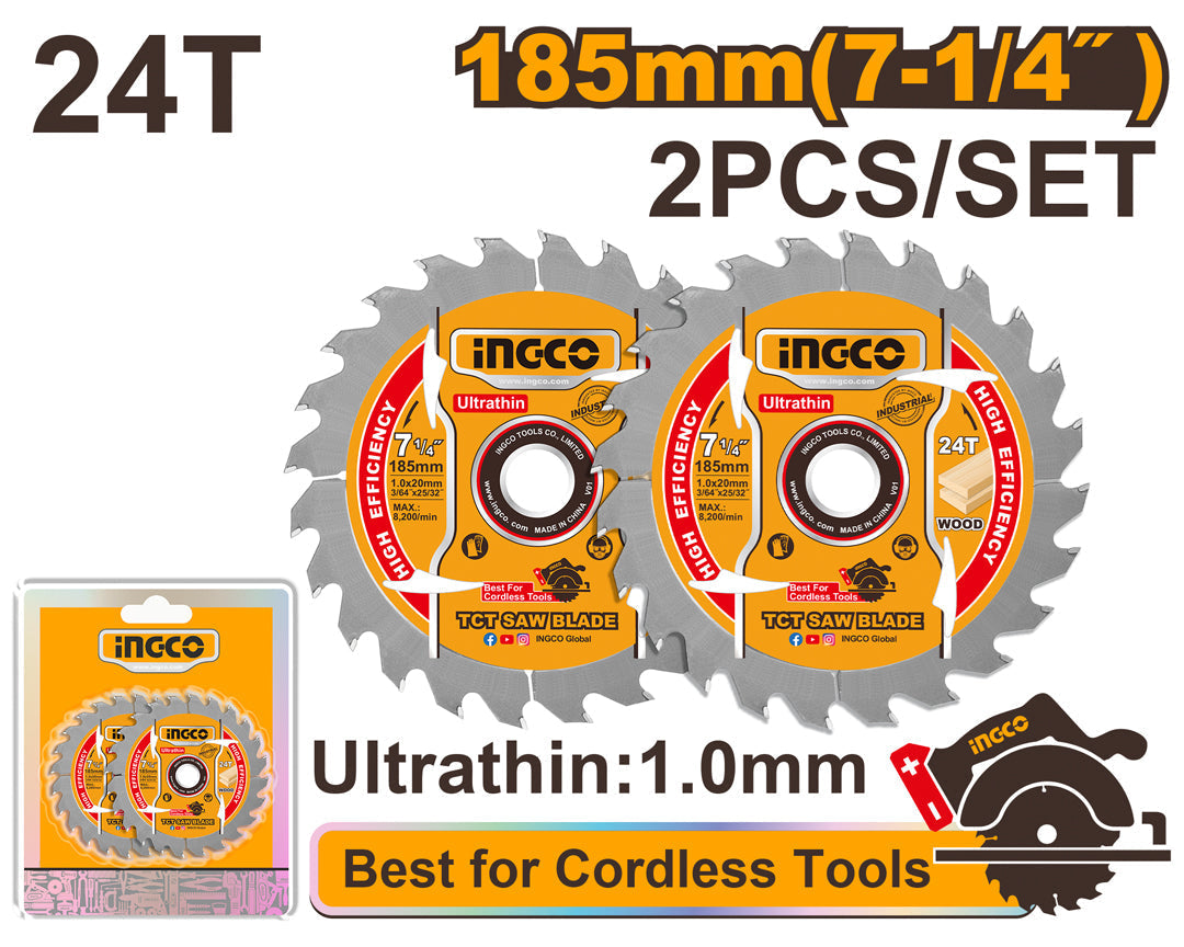 Lame de scie TCT ultra mince de 7-1/4 po Disque à tronçonner le bois pour outils sans fil TSB1853