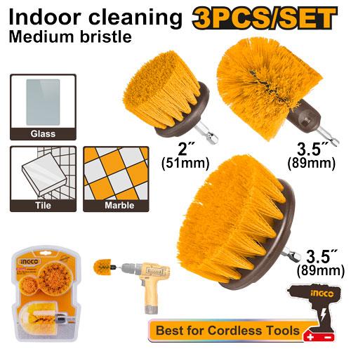 INGCO JEU DE 3 BROSSES DE NETTOYAGE POUR VISSEUSE A POILS SOUPLES [WCBM0301]