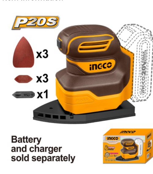 Ponceuse à main sans fil au lithium-ion P20S/20V sans batterie CPSLI2014 ING-CT