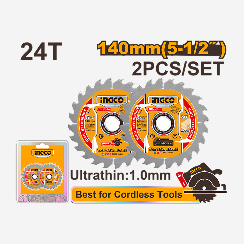 INGCO 2 DISQUE POUR SCIE CIRCULAIRE A BATTERIE CSLI14021 [TSB1403]
