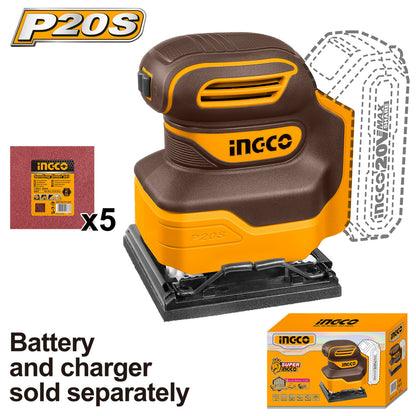 INGCO PONCEUSE VIBRANTE 20V SANS BATTERIE 110MM PLATEAU CARRE [CSHSLI2014]