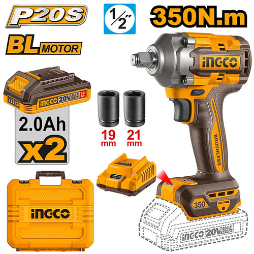 CIWLI2035 - P20S/20V 1/2 pouces Lithium-ion Clé à chocs sans fil 350N.m ING-CT INGCO Maroc