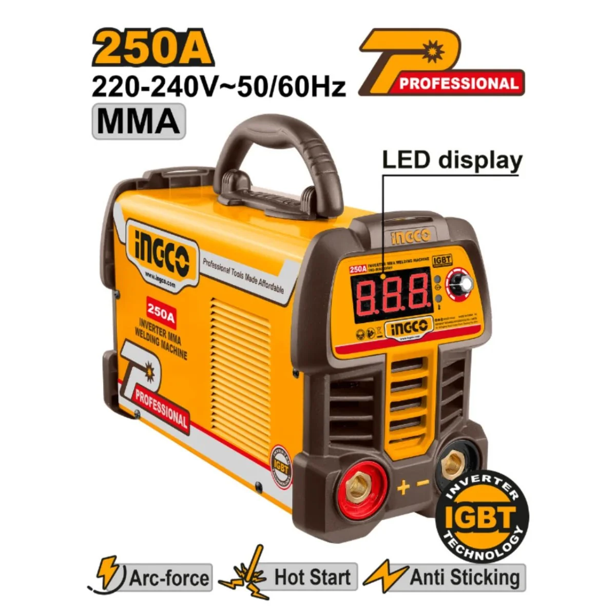 INGCO POSTE À SOUDER ONDULEUR MMA 250A SI [ING-MMA25069]