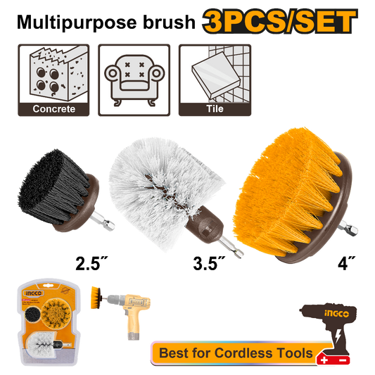 INGCO JEU DE 3 BROSSES DE NETTOYAGE POUR VISSEUSE NR [WCB0301]