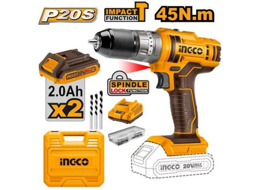 INGCO MALETTE PERCEUSE VISSEUSE 20V 2BAT MANDRIN METAL [CIDLI201452]