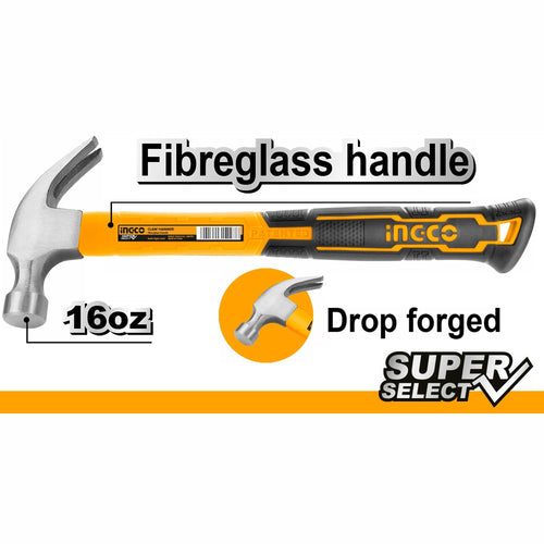 INGCO MARTEAU DE MENUISIER 450G TETE FORGEE SS [HCHS8016]