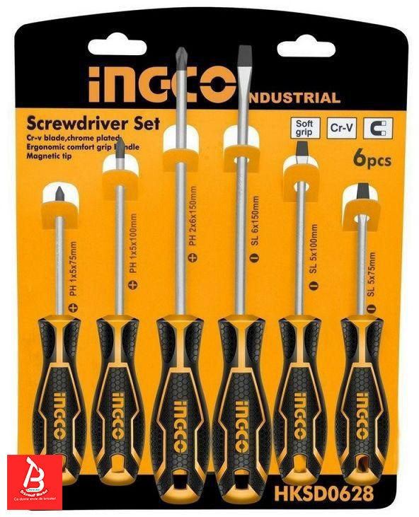 INGCO SET DE 6 TOURNEVIS A ZONE DE FRAPPE [HSGT280608]