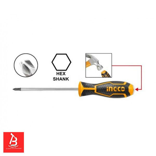 INGCO TOURNEVIS A ZONE DE FRAPPE VIS PHILLIPS 8*200MM [HGTSPH3200]