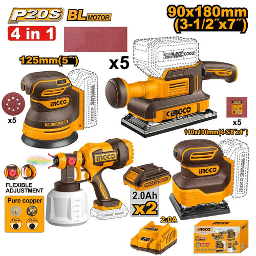 INGCO KIT COMBINÉ SANS FIL 4 PIÈCES AU MAROC [COSLI250383]