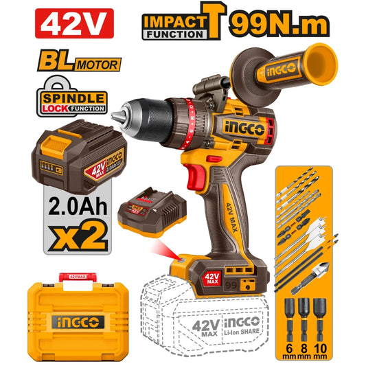 INGCO PERCEUSE-VISSEUSE 42V+2BAT 99NM BALAIS AU MAROC [CIDLI429982]