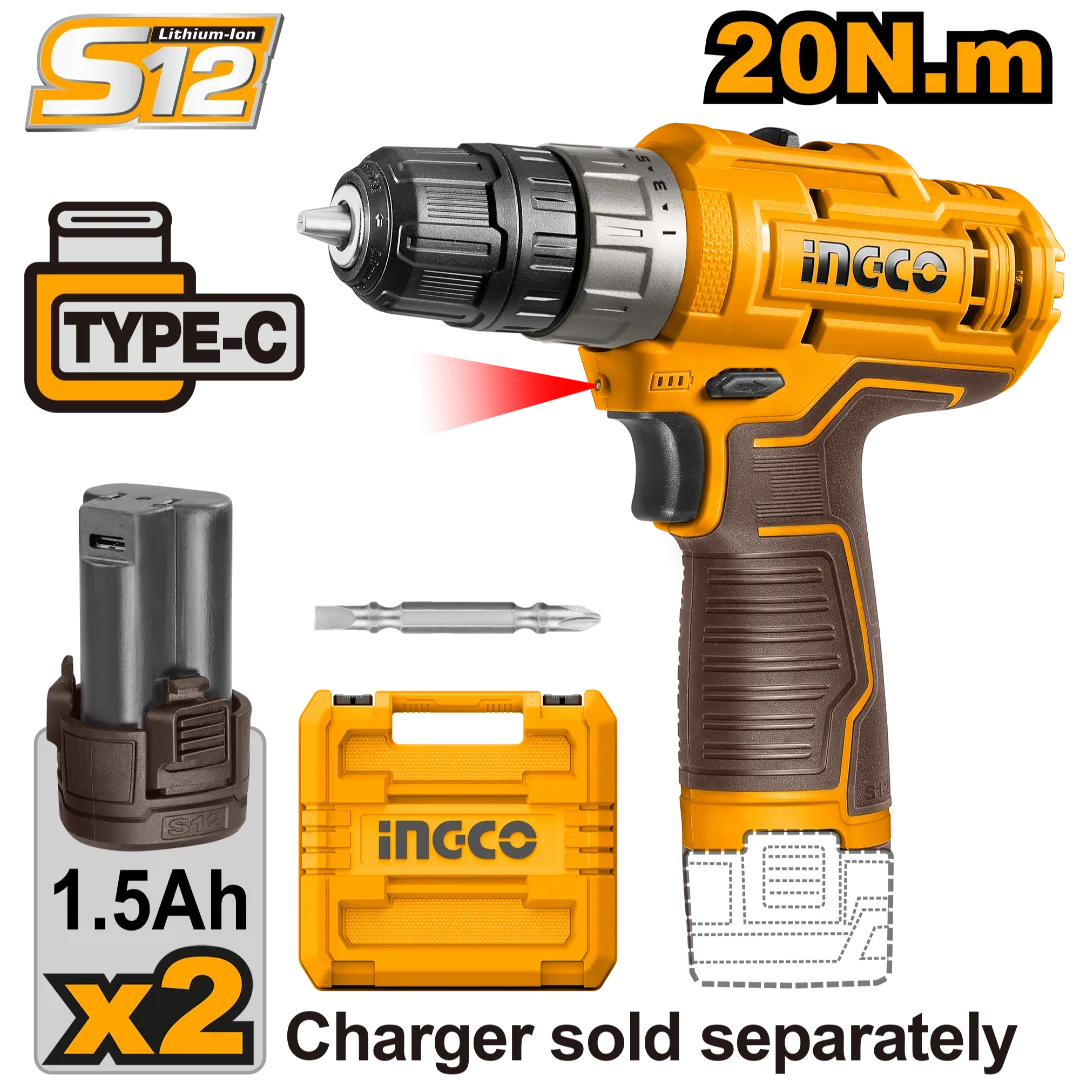CDLI12202.1 - PACK VISSEUSE 12V+PISTOLET A COLLE CGGLI1201 INGCO INGCO Maroc