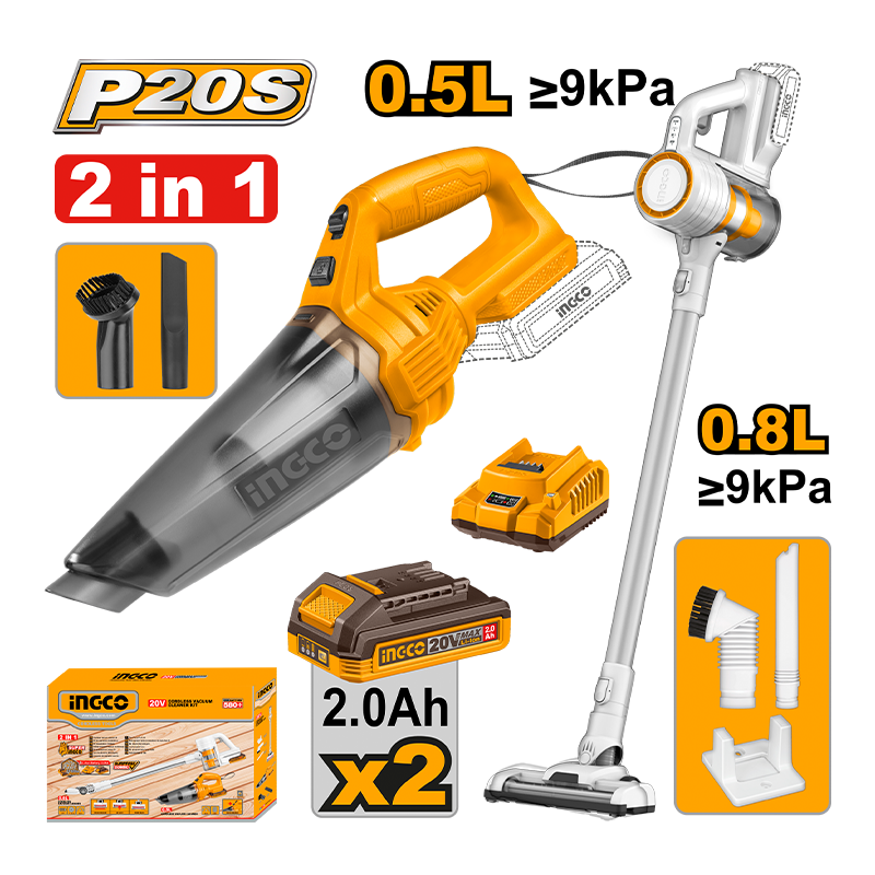 INGCO KIT 2 ASPIRATEUR SANS FIL 20V 2Ah [COSLI29832]